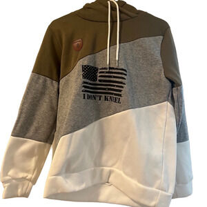 Colorblock Hoodie with Flag Print